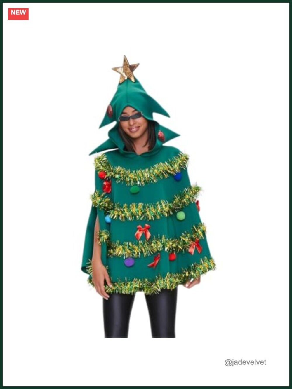 Christmas Tree Cape Costume for Women Hooded Cloak Cosplay Party Dress